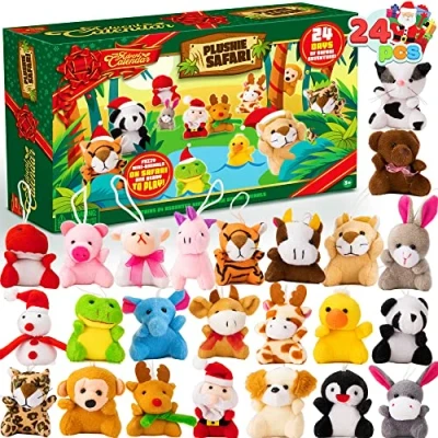 Afbeelding van JOYIN 2024 Mini Dieren Pluche Adventskalender Kerstmis 24 Dagen Countdown met Speelgoed
