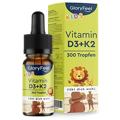 Afbeelding van vitamine D3 K2 druppels voor kinderen vanaf 4 jaar 100% veganistisch gedurende 10 maanden 500 IE D uit korstmos &amp; 25μg K Zonder additieven, laboratorium getest in Duitsland