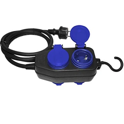 Afbeelding van Heavy duty bouwplaats stekkerdoos voor buiten 4 voudig IP44 Stof &amp; spatwaterdicht Tuinstekkerdoos kabellengte 5 meter verlengsnoer met verdeelblok
