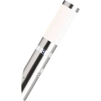Afbeelding van Brilliant Leuchten Ledwandlamp voor buiten BOLE 44 cm hoogte, ø 8 cm, bewegingsmelder, e27, metaal, kunststof, edelstaal