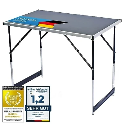 Afbeelding van Opvouwbare multifunctionele tafel campingtafel klaptafel markttafel in hoogte verstelbaar behang bijzettafel voor kamperen de tuin festivals markten en meer (Zwart: 100 X 60 Cm)