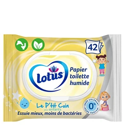 Afbeelding van Lotus Le P&#039;tit Coin vochtig toiletpapier, zonder kleur en geurstoffen, FSC vezels, 100% natuurlijke oorsprong, voor kinderen, 42 stuks (1 stuk)
