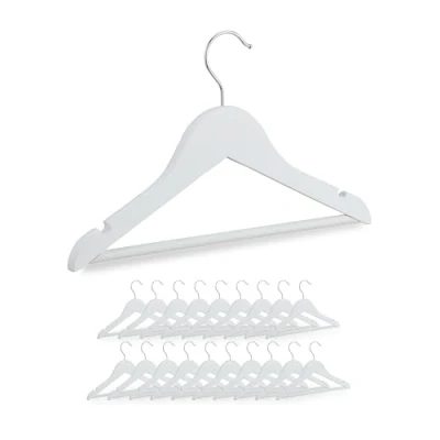 Afbeelding van Relaxdays kinderkledinghangers kinderkleerhangers kinderhangers hout set van 20 wit