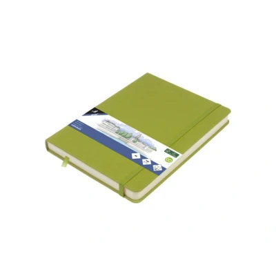 Afbeelding van Schetsboek Kangaro A5 lime green PU HC 80 vel 140gr roomwit met elasti