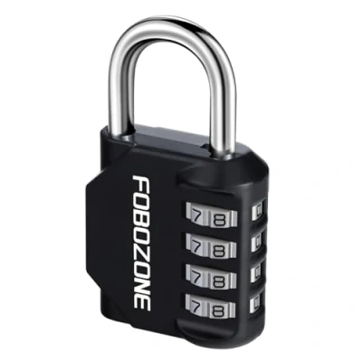 Afbeelding van Combinatieslot, FOBOZONE 4 cijferige outdoor waterdichte resetteerbare code hangslot, voor gym locker, kast, schuur, hasp, poort, gereedschapskist, school locker slot (zwart)