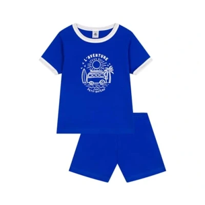 Afbeelding van Petit Bateau Pyjama met short in katoen Jongens Pyjamaset Blauw