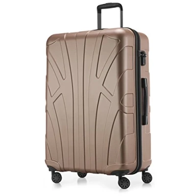 Afbeelding van Suitline grote harde koffer trolley, reiskoffer check in bagage, TSA, 76 cm, ca. 86 liter, 100% ABS mat goud