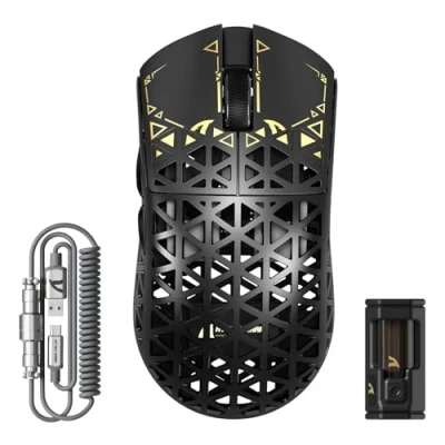 Afbeelding van ATTACK SHARK R5 Ultra Wireless Gaming Mouse van koolstofvezel 8000Hz, 39g superlight, 42000DPI, PAW3950MAX sensor, Nordic 52840, Bluetooth/2.4G/USB C kabel, 8K spiraalkabel, voor pc/Mac, zwart