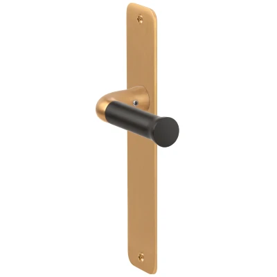 Afbeelding van Formani Deurkruk Edward van Vliet NOUR EV101P211SFC op schild blind PVD mat goud/mat zwart