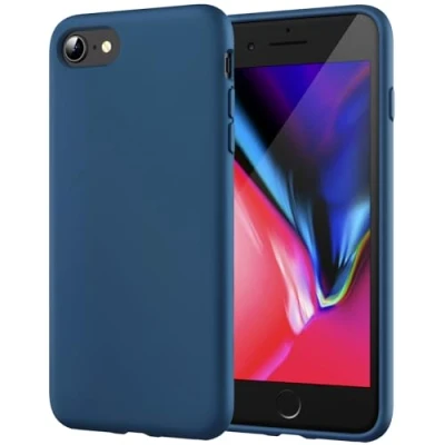 Afbeelding van JETech Siliconen Hoesje voor iPhone SE 3/2 (2022/2020 Model), 8 en 7, 4,7 Inch, Zijdezachte Full Body Beschermhoes, Schokbestendige Case met Microvezel Voering (Kobalt Blauw)