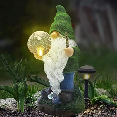 Afbeelding van The Enchanted Garden Tuinkabouter Magiër tuinfiguren &amp; tuinstandbeelden tuindecoratie voor buiten Solar Light tuinkabouters grappig