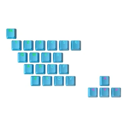 Afbeelding van Ranked Rubberen Toetsenset Dubbel Schot Doorschijnend OEM Profiel voor Mechanisch Gaming Toetsenbord(Neon Blue, 23 Toetsen)