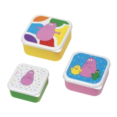 Afbeelding van Kleine dag set met 3 lunchboxen of snacks voor kinderen klein, middelgroot, tussen hen polypropyleen Barbapapa