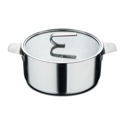 Afbeelding van MasterPro Sigma Kookpan met deksel, 2,9 l, 20 x 9,5 cm, roestvrij staal, meerlaagse constructie, stalen handgreep, matte afwerking, meetschaal, geschikt voor alle keukens