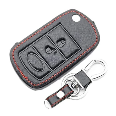 Afbeelding van Happyit Lederen Autosleutel Cover Gevallen voor Land Rover Range Sport LR3 Discovery 3 Knoppen Opvouwbare Afstandsbediening