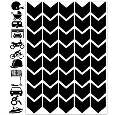 Afbeelding van Biomar Labs reflectoren fiets reflecterende stickers folie zwarte set (40 stuks) voor scooter kinderen kinderwagen zelfklevende D 12