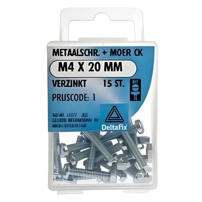 Afbeelding van Deltafix Metaalschroef verzinkt CK + Moer M4 x 16 mm 20 stuks