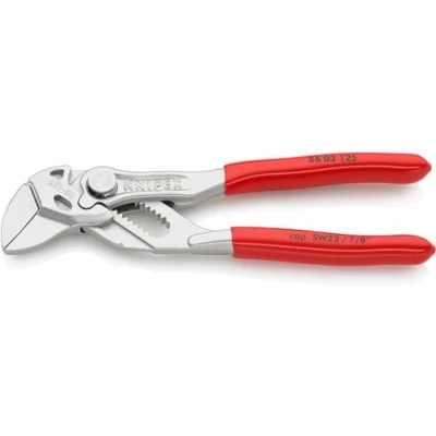 Afbeelding van Knipex Mini sleuteltang tang en schroefsleutel in één gereedschap verchroomd, met kunststof bekleed 125 mm (zelfbedieningskaart/blister) 86 03 SB