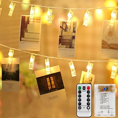 Afbeelding van Mitening Lichtsnoer met klemmen voor foto&#039;s, 8 modi, 40 leds, fotoclips, lichtketting, USB/batterijvoeding, fotoverlichting, ketting kamer, slaapkamer, Kerstmis, bruiloft, decoratie