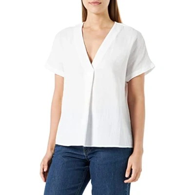 Afbeelding van Seidensticker Dames regular fit blouse met korte mouwen, crème, 46, 46