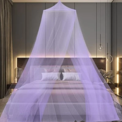 Afbeelding van Huifengjie Klamboe bed, paars groot muggennet voor reizen en thuis, reizen, muggennet, bedhemel tweepersoonsbed, bed incl. montagemateriaal (250 cm x 1100 cm)