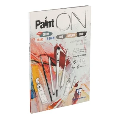 Afbeelding van Clairefontaine Paint ON A3 Formaat Blok 6 Kleuren 24 vel (6 x 4 vel), 250 grams