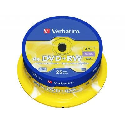 Afbeelding van DVD+RW 4,7 GB VERBATIM 4x Cakebox 25 stuks