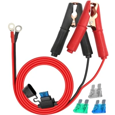 Afbeelding van HuaLiSiJi Krokodillenklem, 12 V, 24 met zekering, krokodillenklemmen, autoklem voor kabel, accu 30 A, 14 AWG, auto accu, andere apparatuur (1 m)