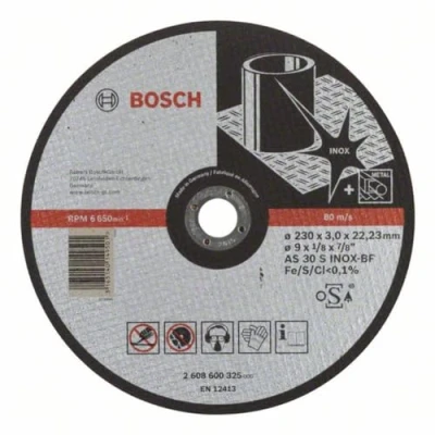 Afbeelding van Bosch Accessoires Doorslijpschijf recht Expert for INOX AS 30 S BF, 230 mm, 22,23 3,0 mm 1 stuks 2608600325