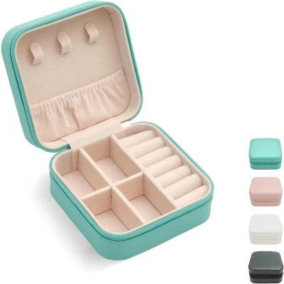 Afbeelding van Mini sieraden reisdoos Sieradendoos Kleine reis draagbare displaydoos Doos opbergdoos Perfect voor ringen, oorbellen, kettingen en cadeaus Blauw