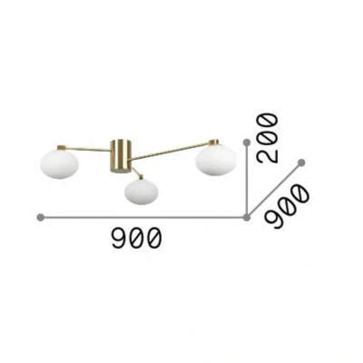 Afbeelding van Ideallux Ideal Lux Hermes plafondlamp, wit, 90 cm, 3 lamps, glas
