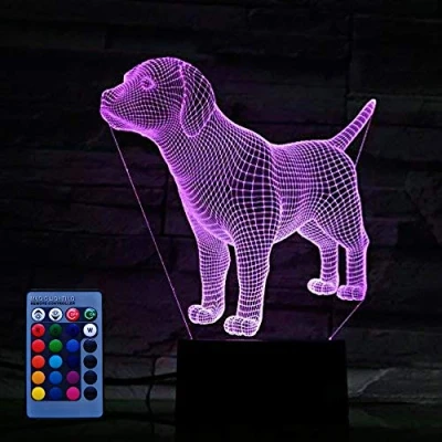 Afbeelding van Creatieve 3D Hond Nachtlampje USB Aangedreven Afstandsbediening Raak Schakelaar Decor Tafellamp 7/16 Kleur Veranderende LED Verjaardagscadeau Kinderen Cadeau Kerst Decoratie