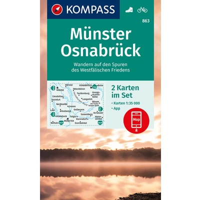Afbeelding van KOMPASS Wanderkarten Set 863 Münster, Osnabrück (2 Karten) 1:35.000: inklusive Karte zur offline Verwendung in der App. Fahrradfahren.