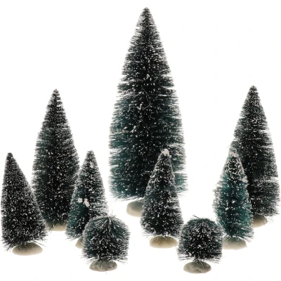Afbeelding van Bellatio Kerstdorp accessoires boompjes 9 stuks