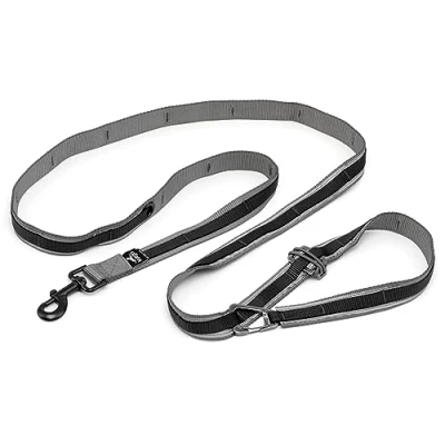 Afbeelding van Kurgo Quantum 6 in 1 handenriem voor honden, riem, loopriem, wandelen of wandelen, verstelbaar, reflecterend, zwart
