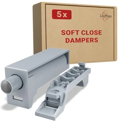 Afbeelding van LouMaxx softclose deurdemper, 5 delige set, meubeldeurdemper, scharniermontage, kastdeur, demper, soft close kast voor achteraf upgraden van kastdeuren
