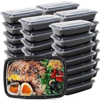 Afbeelding van KURTT Maaltijdbakjes, 1 voudig 50 stuks, magnetronbakjes 750 ml/26oz vershoudbakje plastic bakje magnetronbestendig, vaatwasmachinebestendig en herbruikbaar, klik dekselsluiting, BPA vrij