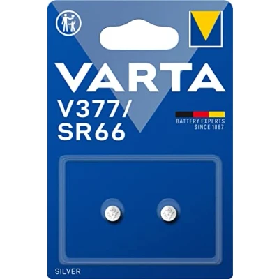 Afbeelding van VARTA batterijen knoopcel (verpakking van 2, in originele blisterverpakking) V377. 2er Pack zilver