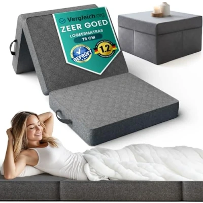 Afbeelding van DYNMC you vouwmatras 75x195x14 cm opvouwbaar logeermatras medium hard H3 test ZEER GOED Oeko TEX gecertificeerd opklapbaar logeerbed met hoes matras vloermatras voor kinderkamer