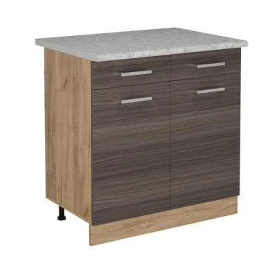 Afbeelding van Vicco Keukenonderkast R Line, Edel grijs/Krachtige eik goud, 80 cm WB Marmer