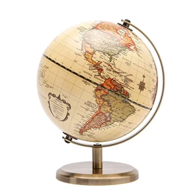 Afbeelding van TOPGLOBE 14cm Antieke Globe Mini Wereldbol Diametre Metalen Arc en Base Gebronsde Kleur