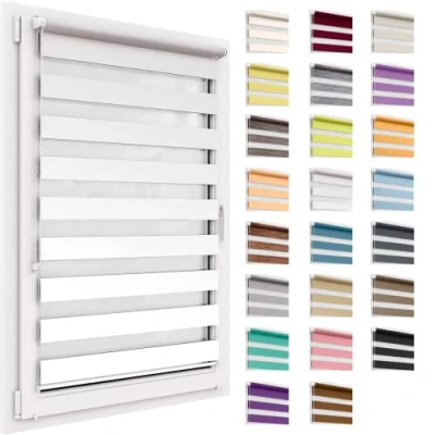 Afbeelding van Dubbel Rolgordijn Zonder Boren,60x150 cm Stofgrootte, Duo Rollo Klemmfix, Easyfix, Lichtdoorlatend En Verduisterend, Day&amp;Night, Rolgordijn, Zonwerend Raamrolgordijn Voor Ramen &amp; Deuren