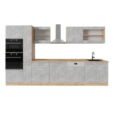 Afbeelding van Vicco Complete keuken R Line, Beton/gouden eik, 350 cm , WB Eik