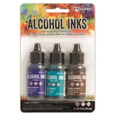 Afbeelding van Ranger Alcohol Ink Kits Mariner Indigo, Mermaid, Teakwood TAK40866 Tim Holtz 3x15ml