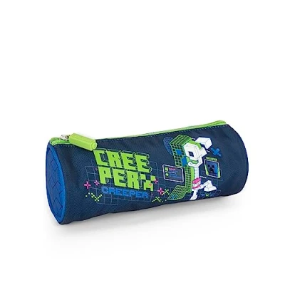 Afbeelding van Minecraft Pennenetui voor schrijfwaren, met ritssluiting, van metaal, personaliseerbaar, klein etui jongens en meisjes, blauw, 20 x 8 cm, Blauw/Groen, tagia unica, casual