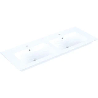 Afbeelding van Villeroy en boch venticello dubbele meubelwastafel 130 x 50 cm wit ceramicplus kraangat midden doorgestoken met overloop 4111dlr1