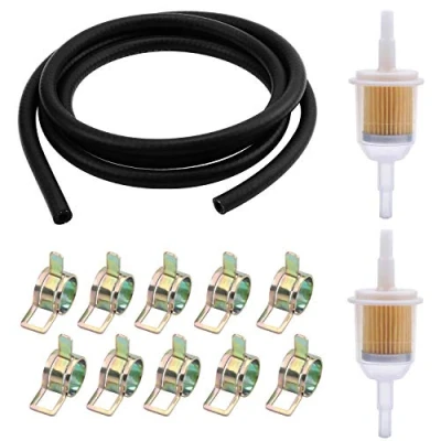 Afbeelding van WiMas Benzineslangset, brandstofbuis, vacuümbuis, 2 meter brandstofleiding + stuks 6 mm/8 mm benzinefilter 10 slangklemmen (stijl 1)