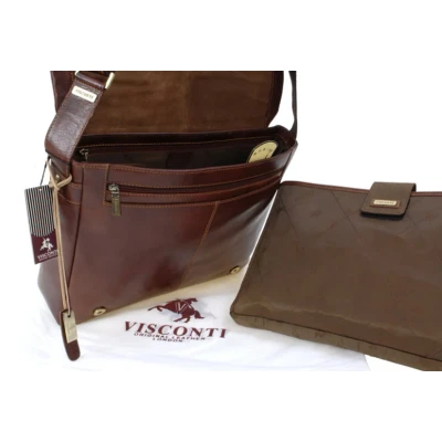 Afbeelding van Visconti Enzo Schoudertas/Messenger Bag leder Geolied leer kwaliteit