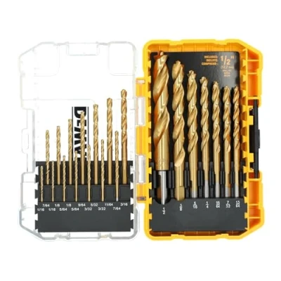 Afbeelding van DEWALT DW1361 Boorset met titanium nitride coating, geel, 21 delig