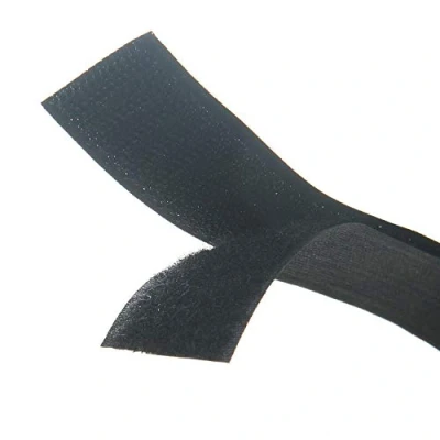 Afbeelding van Zwarte Naai op Haak en Lus Tape Set met Niet klevende Back Nylon Stof Sluiting 3cm 2m